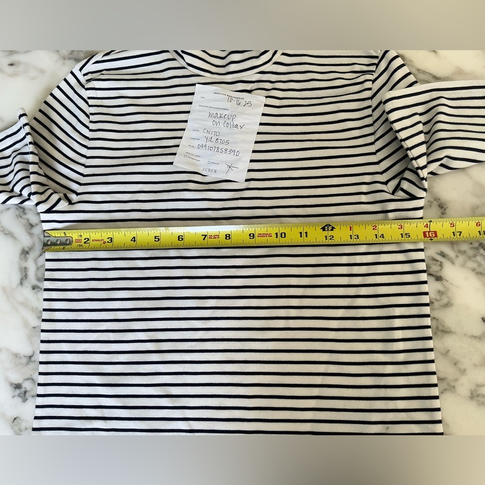 NWT J. Crew Stretch cotton-blend elbow-sleeve mockneck T-shirt S MAKEUP COLLAR - Picture 11 of 11